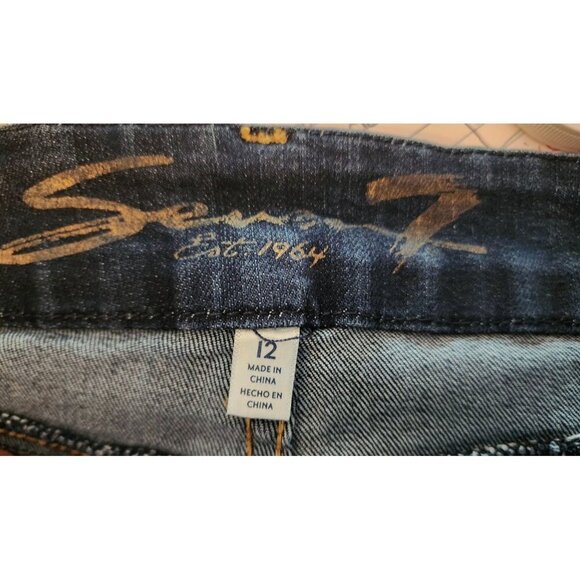 Seven 7 Tapered Ankle Skinny Jeans Size 12 Slimming Dark Wash Blue - Picture 9 of 11